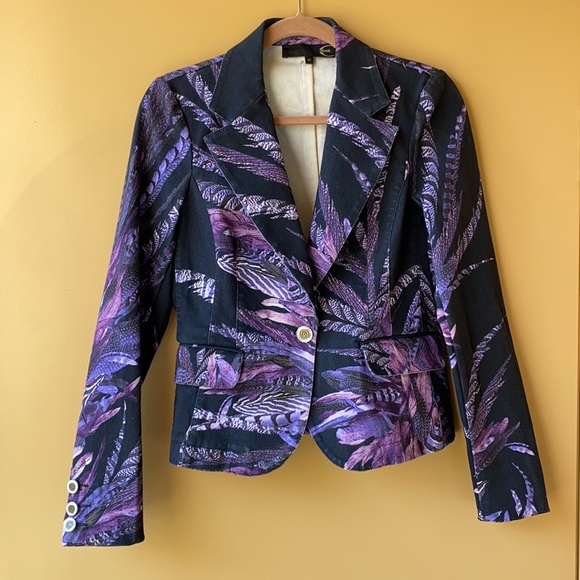 Just Cavalli Feather Print Denim Jacket - Picture 2 of 12